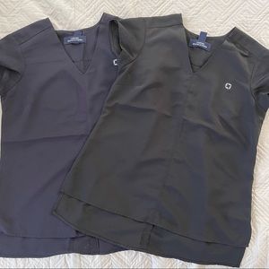 2 Lands End Chase bank blouses. Navy blue and black. Size 0